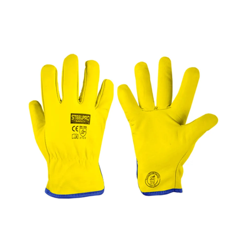 Guante Cuero Driver Amarillo STEELPRO X12